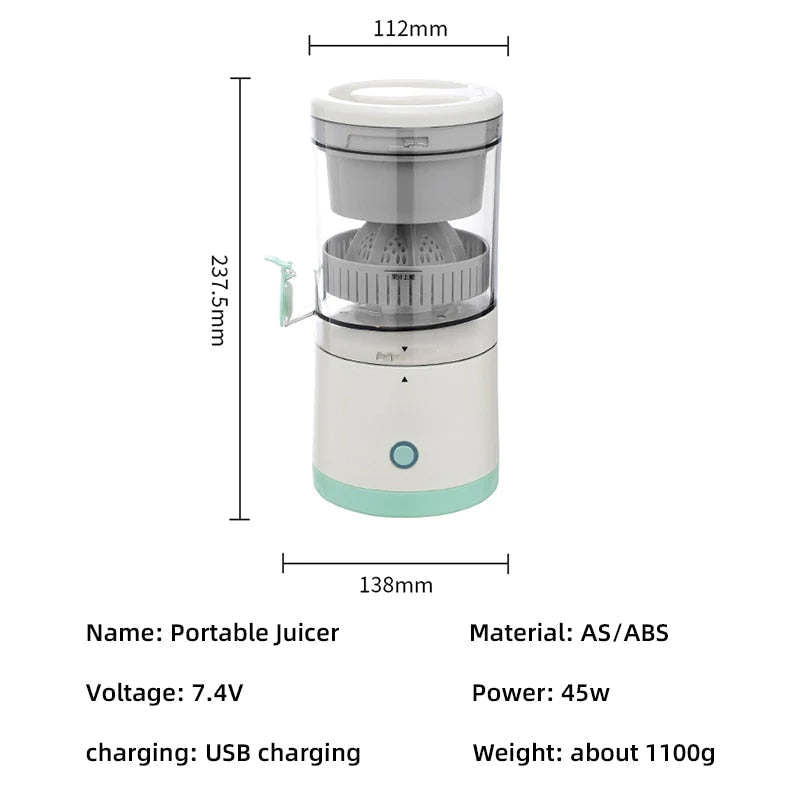 Wireless Slow Juicer Orange Lemon Juicer USB Electric Juicers Fruit Extractor Portable Squeezer Pressure Juicers for Home Travel